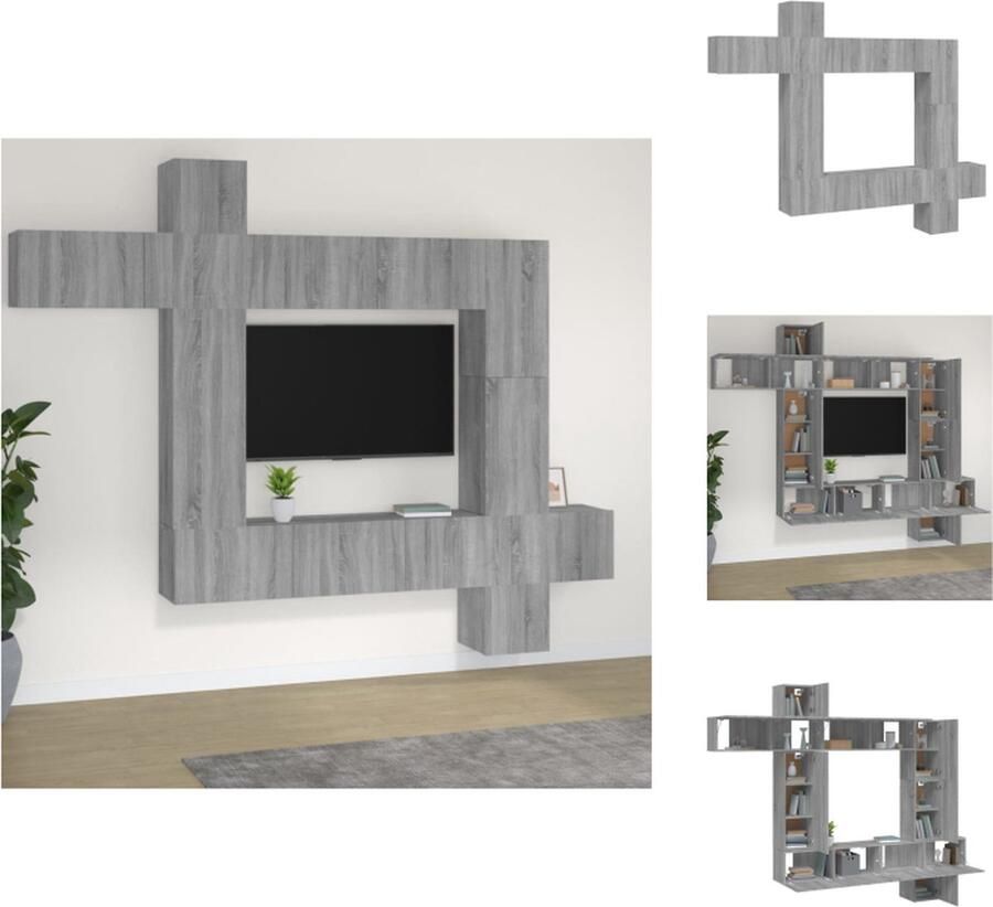 VidaXL Televisiemeubelset Sonoma Eiken Modulair en Ruimtebesparend Inclusief 2 kleine 4 horizontale en 2 verticale meubels Afmetingen varieren Kast
