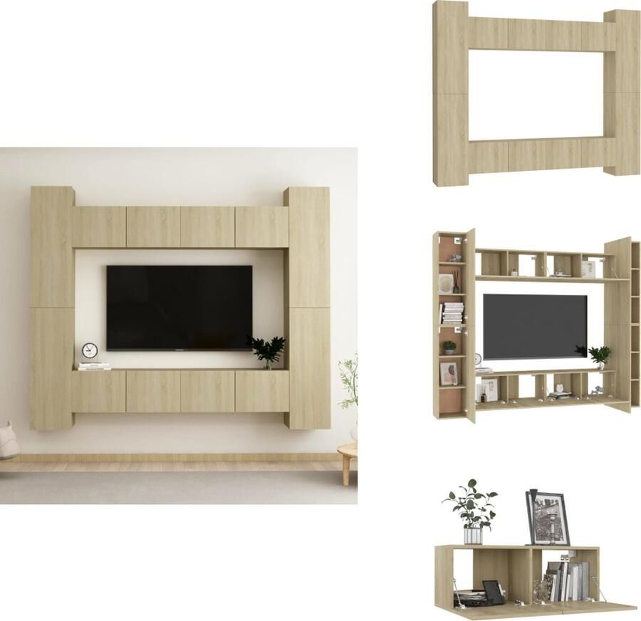 VidaXL TV-meubel Stereokast Kleur- Sonoma Eiken Afmetingen (L)- 80x30x30 cm (BxDxH) Afmetingen (M)- 30.5x30x90 cm (BxDxH) Kast