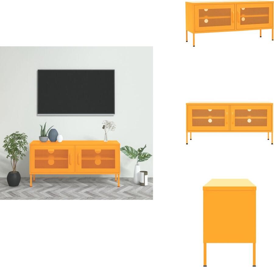 VidaXL Tv-meubelset Tv-meubelsets Tv Meubelset Tv Meubelsets Tv-meubel 105x35x50 cm staal mosterdgeel