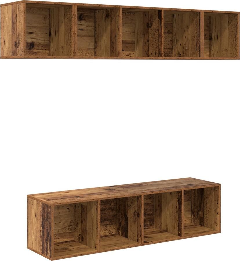 VidaXL Tv-meubelset 4 pcs Oud hout 37 x 37 x 142.5 cm Bewerkt hout