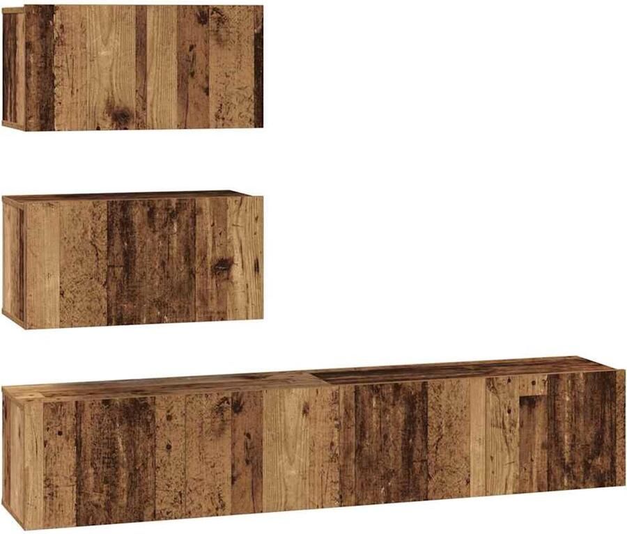 VidaXL Tv-meubelset Wandgemonteerd met opslag met de deur 4 pcs Oud hout 80 x 30 x 30 cm