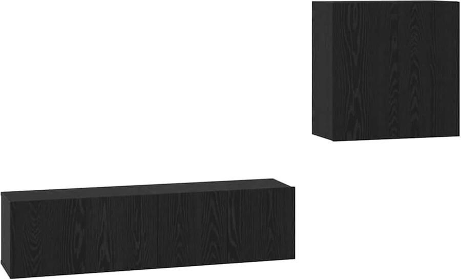 VidaXL TV-kast set met plank met opslag met de deur 4 pcs Zwart eikenhout 120 x 30 x 30 cm