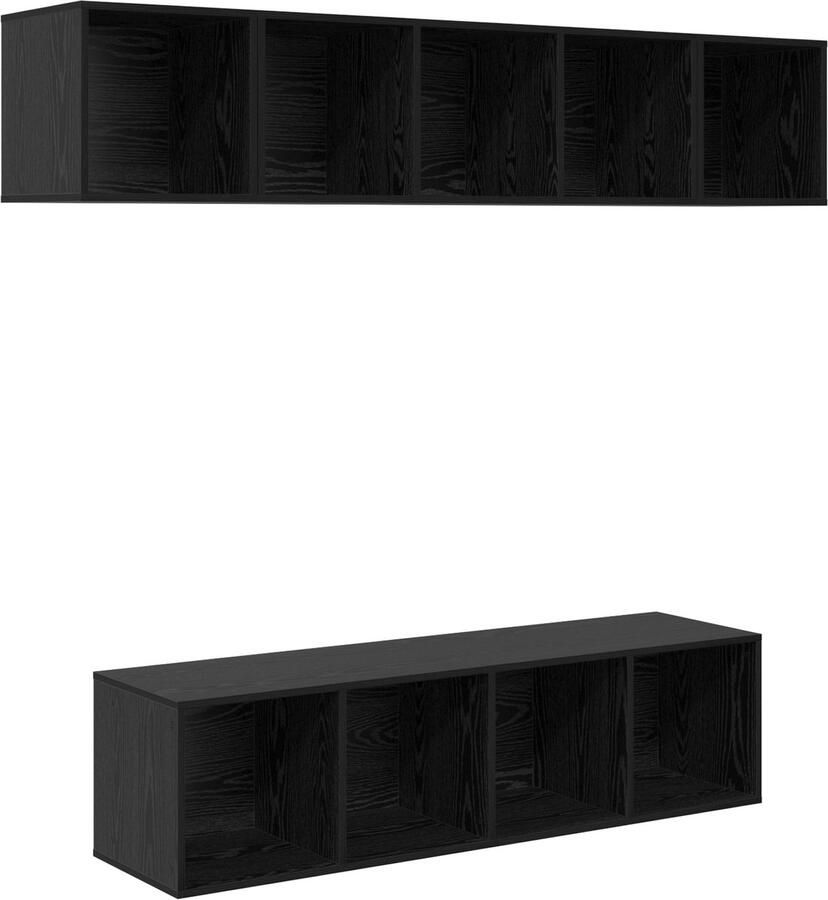 VidaXL Tv-meubelset 4 pcs Zwart eiken 37 x 37 x 142.5 cm Bewerkt hout