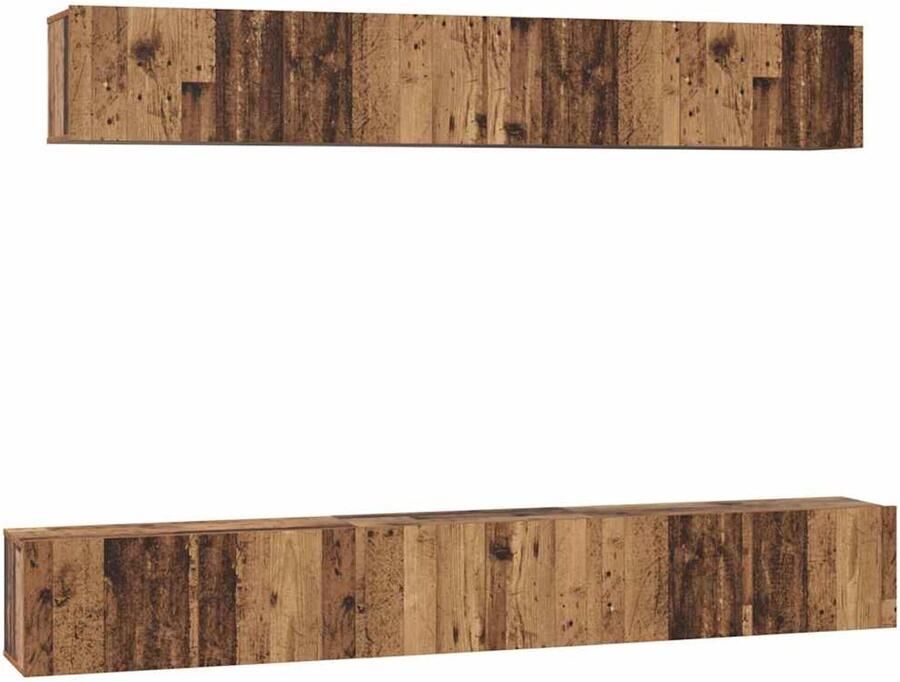 VidaXL Tv-meubelset met plank Wandgemonteerd met opslag met de deur 5 pcs Oud hout Medium Bewerkt hout