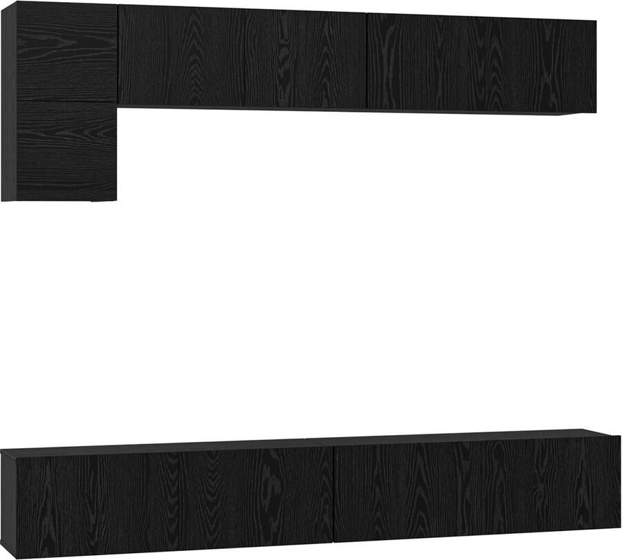 VidaXL Tv-meubelset met plank met opslag met de deur 5 pcs Zwart Eiken