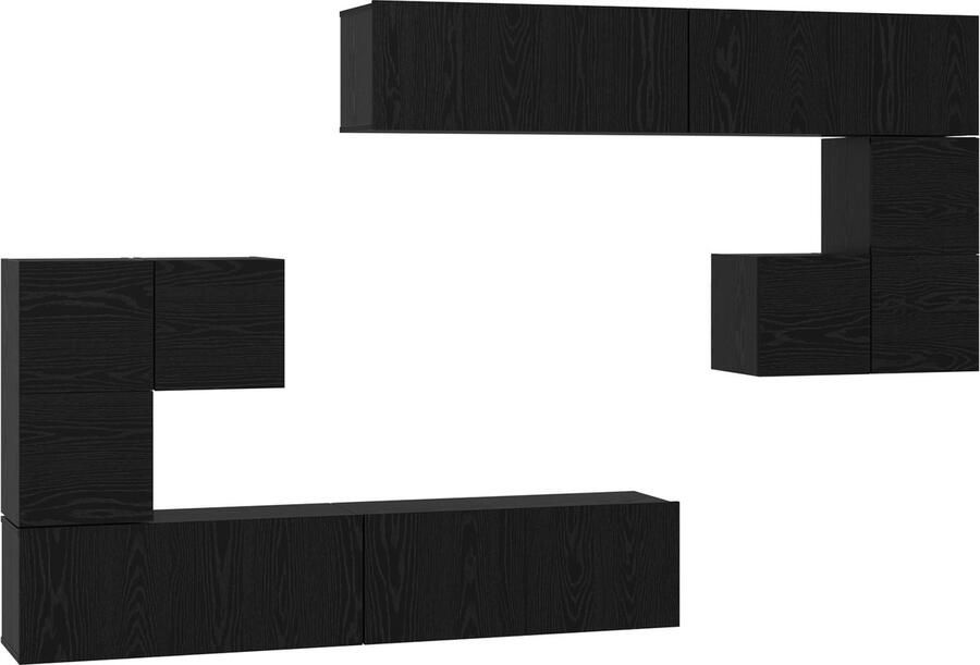 VidaXL Tv-meubelset met opslag met de deur 8 pcs Zwart eikenhout