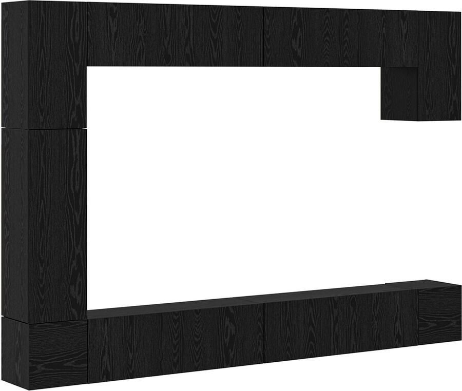 VidaXL Tv-meubelset 9 pcs Zwart eiken 100 x 30 x 30.5 cm Bewerkt hout