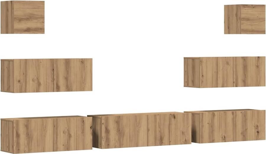 VidaXL Tv-meubelset Wandmontage 7-delig Eiken Tv-meubelset Tv-meubelsets Tv-kast Hifi-kast