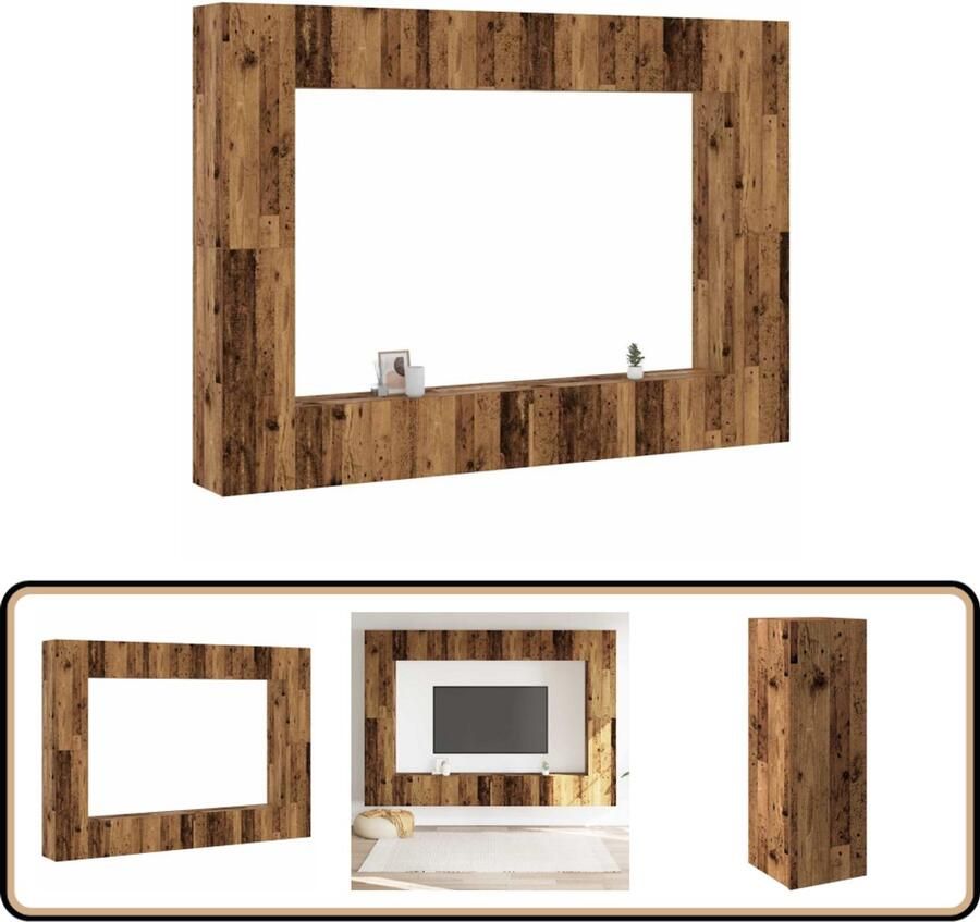 VidaXL Tv-meubelset Wandmontage 8-delig Houtlook Tv-meubelset Tv-meubelsets Tv-standaard Tv-meubel