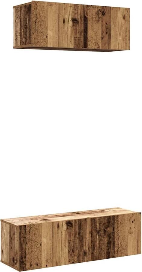 VidaXL Tv-meubelset wandmontage oud hout Tv-meubel Salontafel Houten Tv-kast Wandmontage Tv-meubel Industriel Style