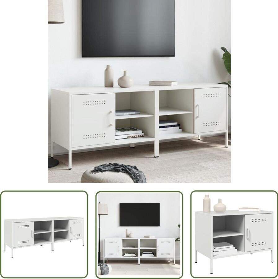 VidaXL Tv-meubelen 2 st 68x39x50 5 cm staal wit Tv Kast Tv Meubilair Salontafel Industrieel Design Metalen Tv Stand