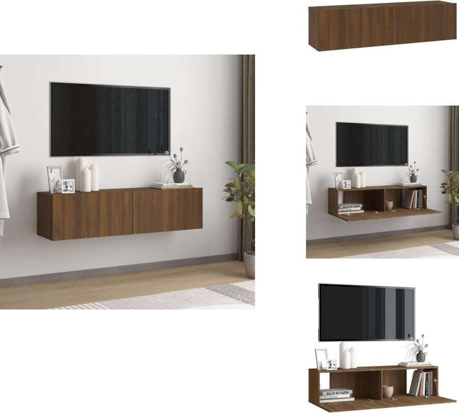 VidaXL Tv-muurkast Tv-muurkasten Tv-steun Tv-meubel Tv-wandmeubel 120x30x30 cm bewerkt hout bruineikenkleurig