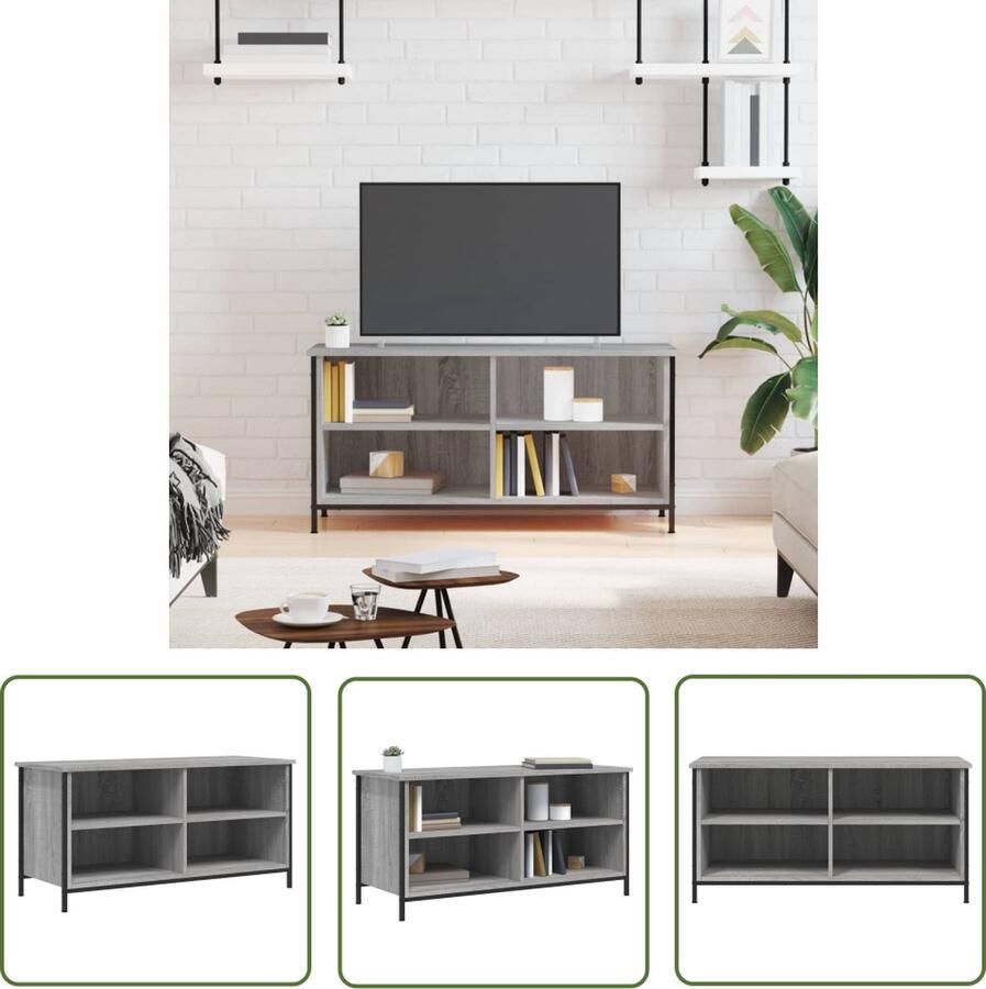The Living Store Klassieke TV-kast 100 x 40 x 50 cm Duurzaam bewerkt hout Grijs sonoma eiken Opbergruimte Tv Kast Tv Stand Houten Tv Kast Grijze Tv Kast Vintage Tv Kast - Foto 2
