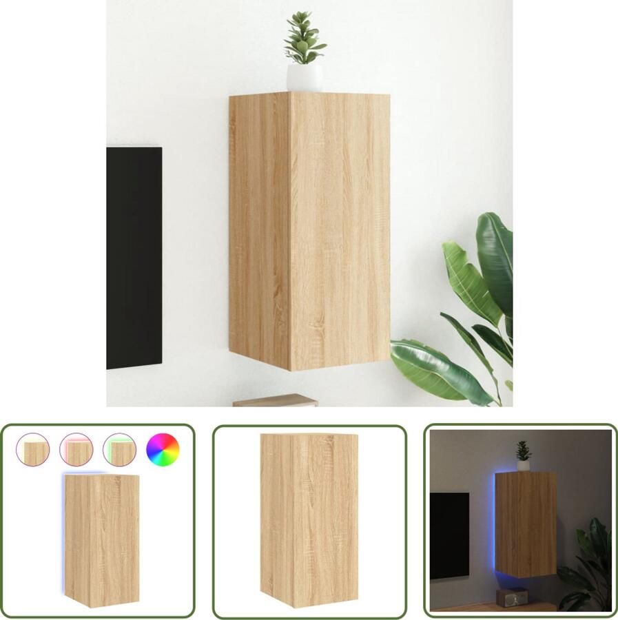 VidaXL Tv-stand Tv-meubel Tv-wandmeubel met LED-verlichting 30 5x35x70 cm sonoma eiken Salontafel Houten Tv-meubel Sonoma Eiken
