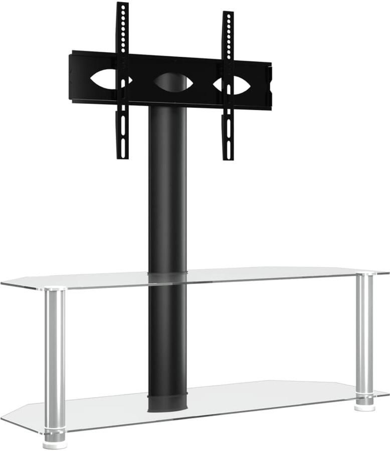 The Living Store Tv-standaard hoek 2-laags voor 32-70 inch zwart en zilverkleur Tv-standaard Hoekscherm Tv-meubel Media Kast Televisiehouder - Foto 3
