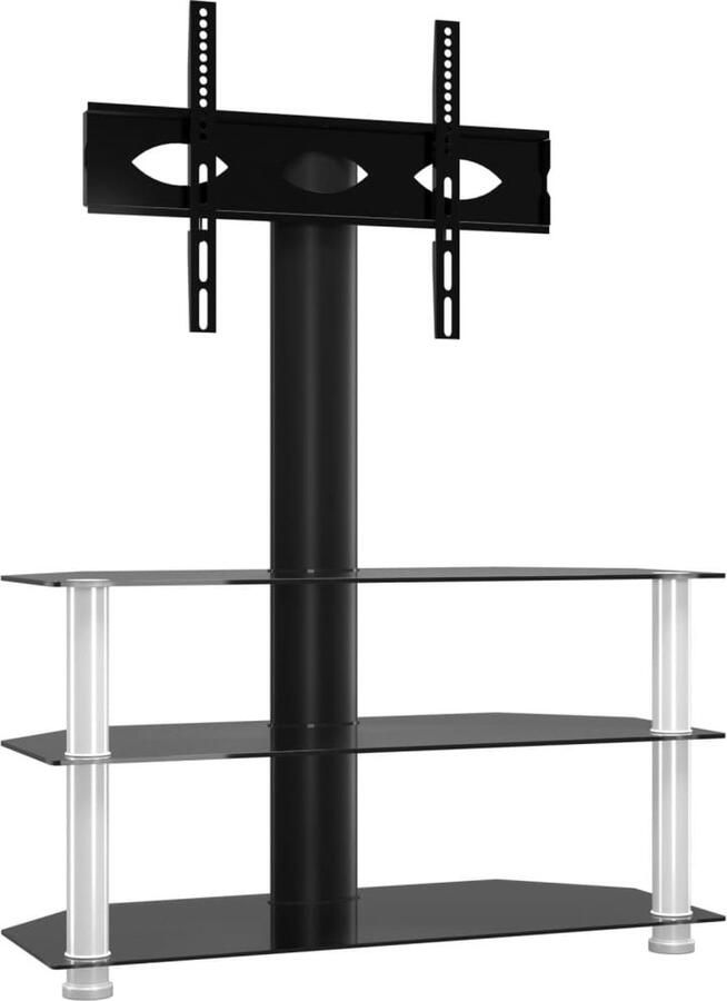VidaXL Tv-standaard hoek 3-laags 32-70 inch Zwart Zilver Hoekstandaard Tv Hoekstandaarden Tv-meubel Tv Kast - Foto 2