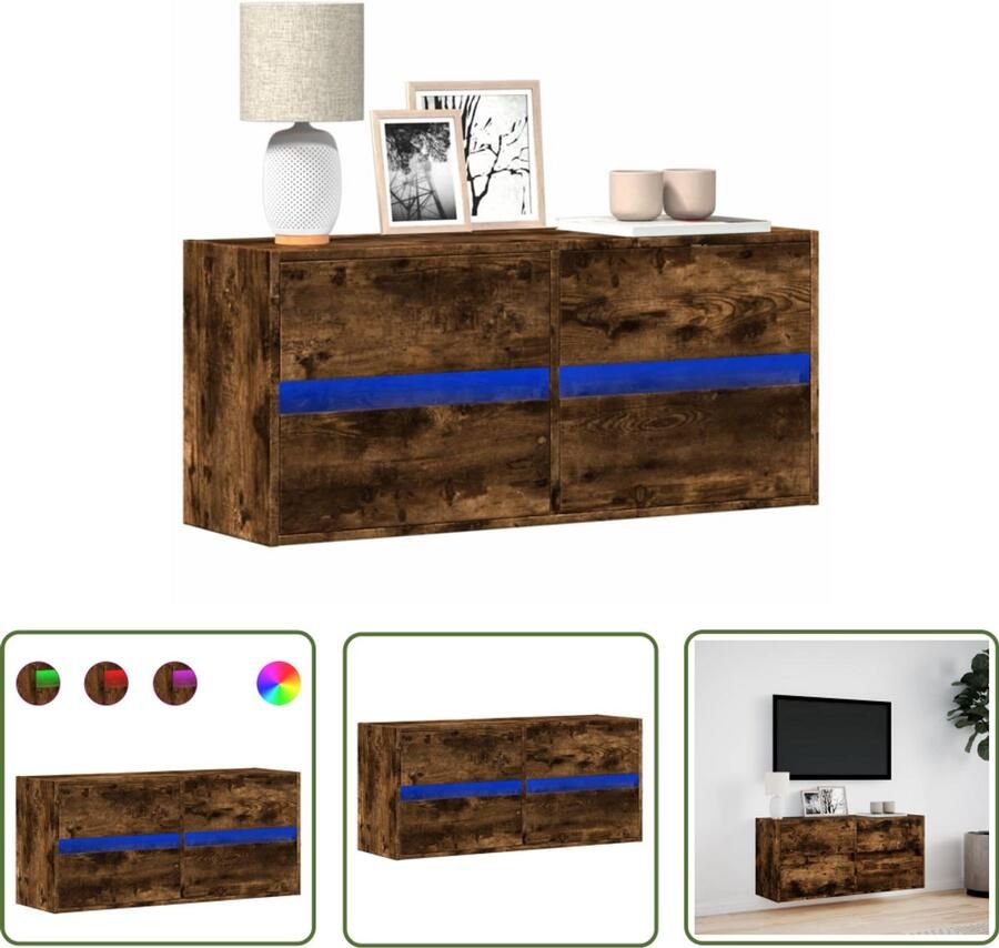 VidaXL Tv-wandmeubel met LED-verlichting 100x31x45 cm gerookt eiken Tv-meubel Tv-standaard Kast Led-verlichting Houten Tv-meubel