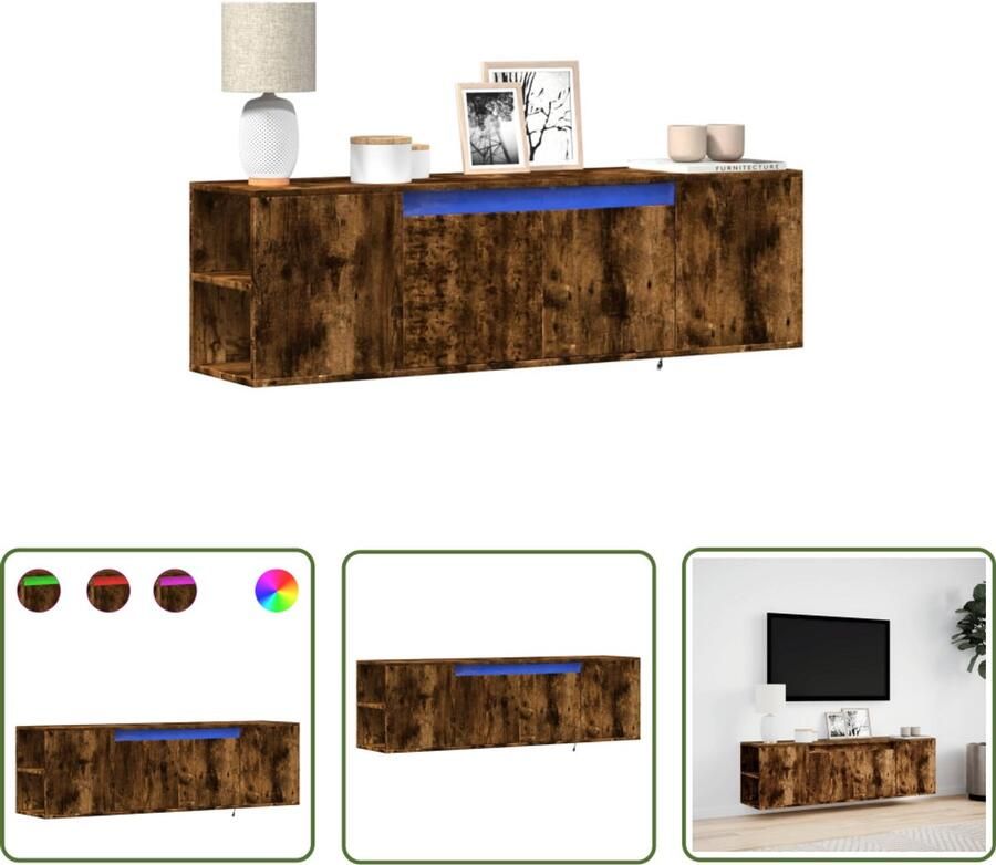 VidaXL Tv-standaard Tv-meubel Tv-wandmeubel met LED-verlichting 135x31x39 5 cm gerookt eiken Salontafel Led-verlichting Houten Tv-meubel