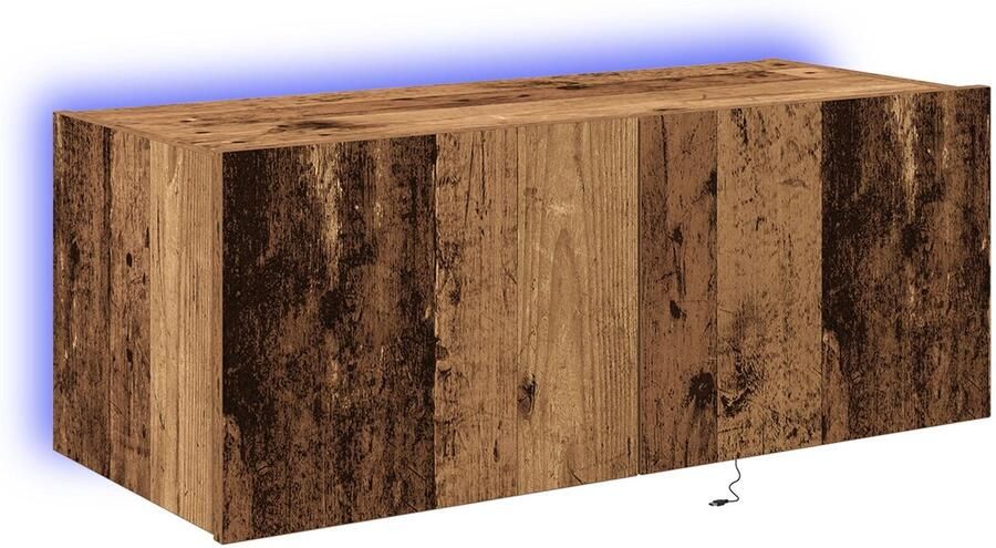 VidaXL TV Wandkast met LED Verlichting Oud Hout 80x35x31 cm