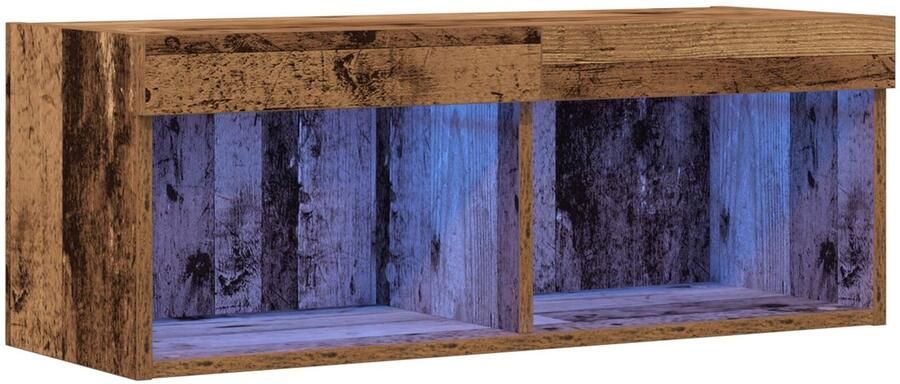 VidaXL TV Kast Wandgemonteerd Oud hout 80 x 30 x 30 cm Bewerkt hout