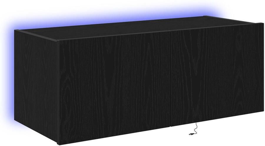 VidaXL TV Wandkast met LED-verlichting Zwart Eiken 80x35x31 cm