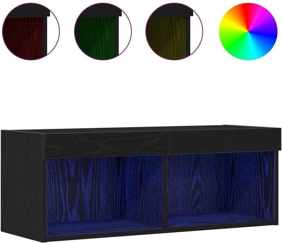VidaXL TV-kast Zwart eiken Spaanplaat met zwarte eiken afwerking Compact - Foto 2