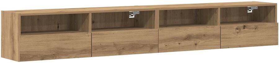 VidaXL TV Wandkasten 2 stuks Artisan Eiken 100x30x30 cm Bewerkt Hout