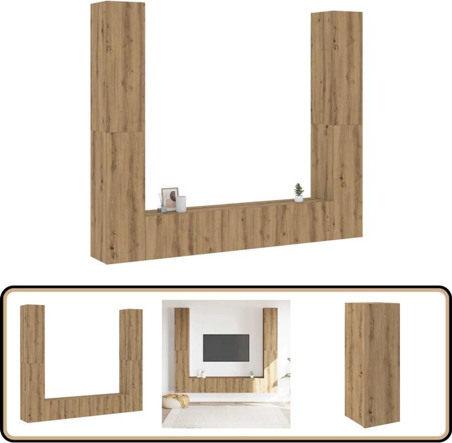 VidaXL Tv-wandkasten 6 st artisan eikenhout Tv Kast Wandkast Salontafel Houten Kast Eiken Meubilair