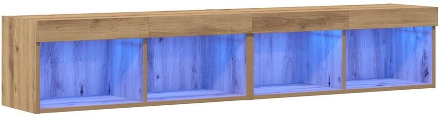 VidaXL TV Wandkasten met LED verlichting 2 stuks Artisan Eiken 80x30x30 cm