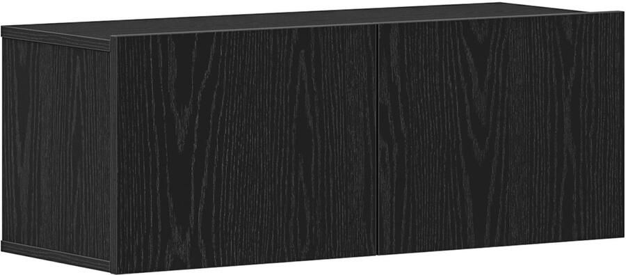 VidaXL TV Wandkasten (Set van 2) Zwart eiken 80x30x30 cm Gemaakt van bewerkt hout