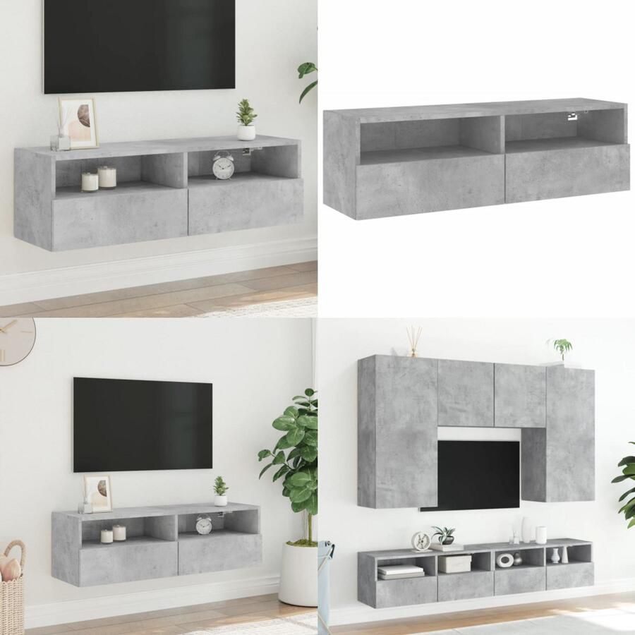 VidaXL Tv-wandmeubel 100x30x30 cm bewerkt hout betongrijs Tv-wandmeubel Tv-wandmeubels Tv-meubel Tv Kast