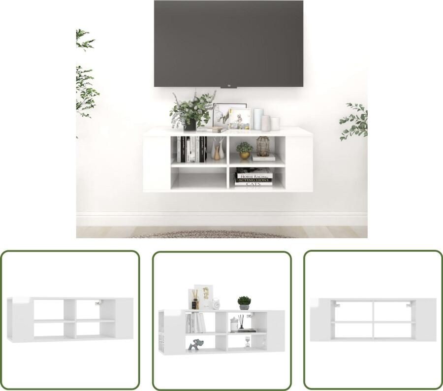 VidaXL Tv-wandmeubel Hoogglans wit 102x35x35 cm Televisiescherm Tv Meubels Tv Kasten Tv Stand Woonkamerinrichting