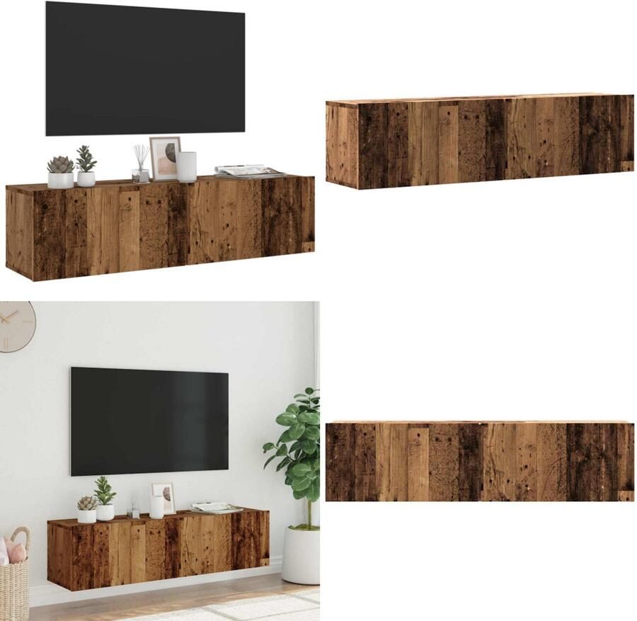 VidaXL Tv-wandmeubel 120x30x30 cm bewerkt hout oud houtkleurig Tv-meubel Tv-meubelen Tv Kast Opbergkast