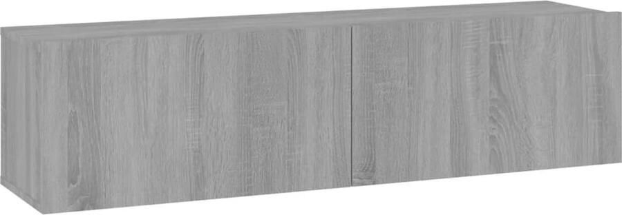 The Living Store TV-meubel 120 x 30 x 30 cm Kleur- Grijs Sonoma Eiken Materiaal- Bewerkt Hout TV-meubel Wandmontage Grijze Meubels Houten Meubels Salontafel
