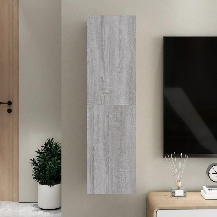 VidaXL Tv-wandmeubel 30 5x30x110 cm Grijs eiken TV Meubel Wandmontage Grijze Meubelen Houten Meubilair Salontafel