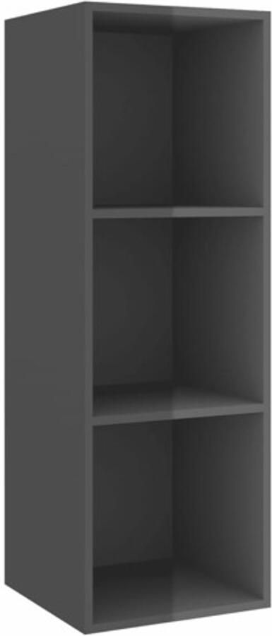 VidaXL -Tv-wandmeubel-37x37x107-cm-bewerkt-hout-hoogglans-grijs - Foto 2