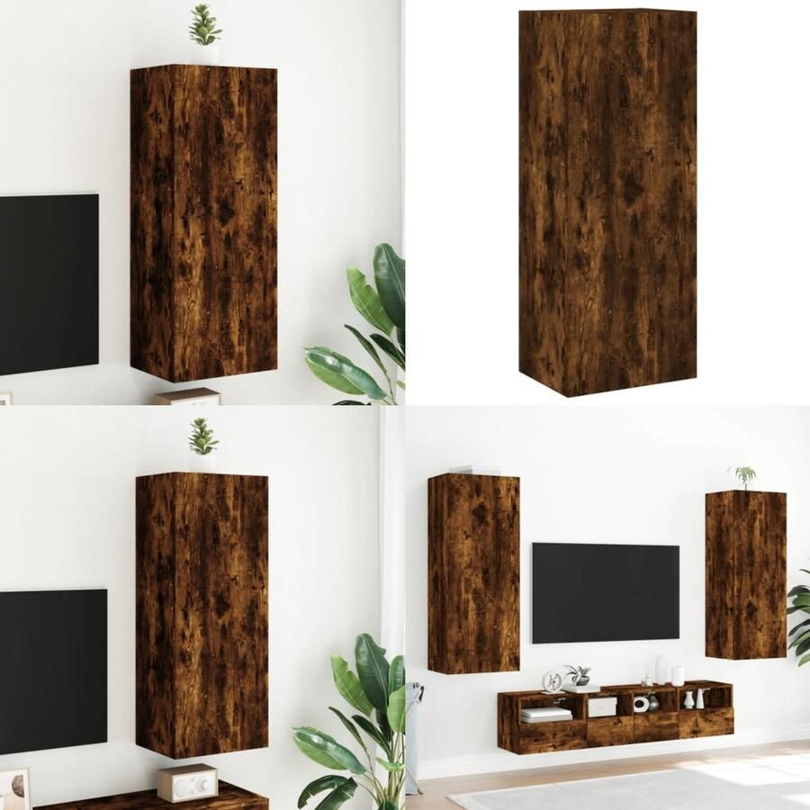 VidaXL Tv-wandmeubel 40 5x30x102 cm bewerkt hout gerookt eikenkleurig Tv-wandmeubel Tv-wandmeubels Zwevend Tv-meubel Tv-wandmeubel