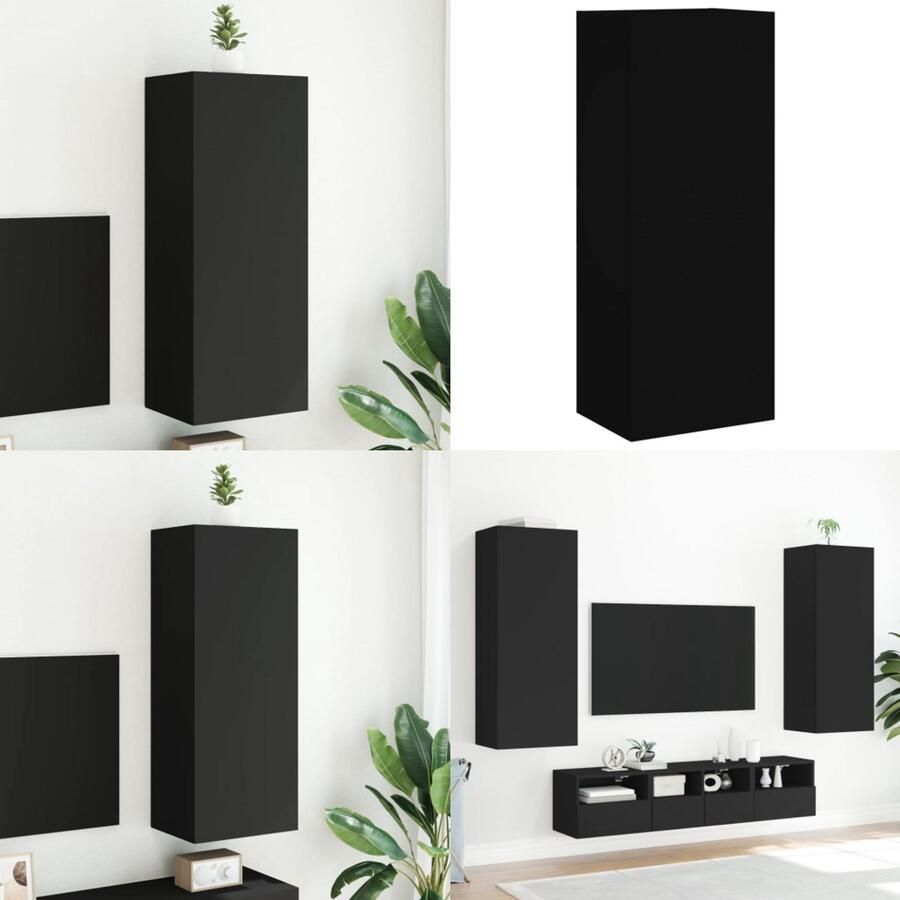 VidaXL Tv-wandmeubel 40 5x30x102 cm bewerkt hout zwart Tv-wandmeubel Tv-wandmeubels Zwevend Tv-meubel Tv-wandmeubel