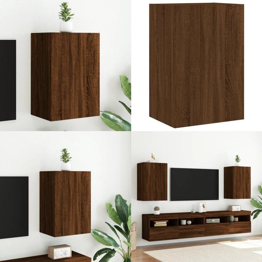 VidaXL Tv-wandmeubel 40 5x30x60 cm bewerkt hout bruin eikenkleur Tv-wandmeubel Tv-wandmeubels Zwevend Tv-meubel Tv-wandmeubel