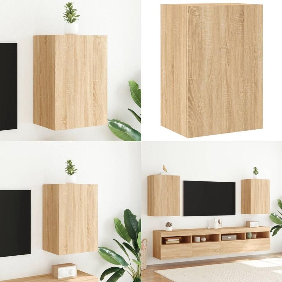 VidaXL Tv-wandmeubel 40 5x30x60 cm bewerkt hout sonoma eikenkleurig Tv-wandmeubel Tv-wandmeubels Zwevend Tv-meubel Tv-wandmeubel
