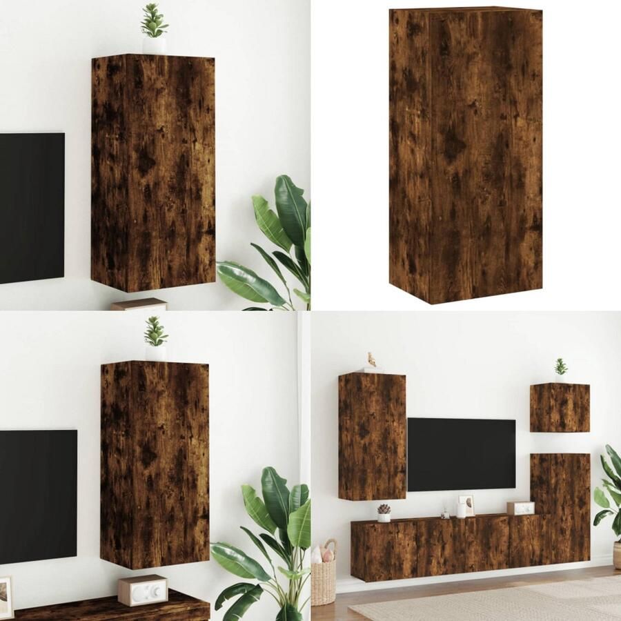 VidaXL Tv-wandmeubel 40 5x30x90 cm bewerkt hout gerookt eikenkleurig Tv-wandmeubel Tv-wandmeubels Zwevend Tv-meubel Tv-wandmeubel