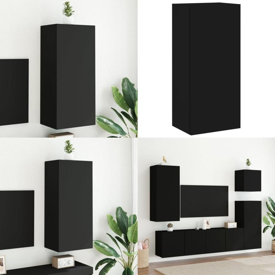 VidaXL Tv-wandmeubel 40 5x30x90 cm bewerkt hout zwart Tv-wandmeubel Tv-wandmeubels Zwevend Tv-meubel Tv-wandmeubel