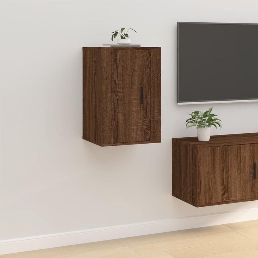 VidaXL Tv-wandmeubel 40x34 5x60 cm Bruin eikenkleur TV Wandmeubel Bruin Houten TV Meubel Houtskelet TV Stand Mediacaartje Boekenplank - Foto 2