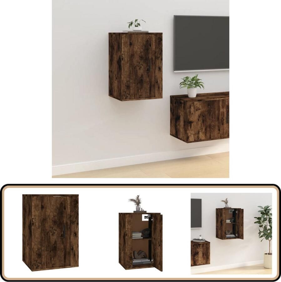 VidaXL Tv-wandmeubel 40x34 5x60 cm Gerookt eiken Tv Wandmeubel Houten Tv Stand Tv Kast Bruine Tv Meubels Rustiek Tv Meubel Compact Tv Meubel Wandmontage Tv Unit