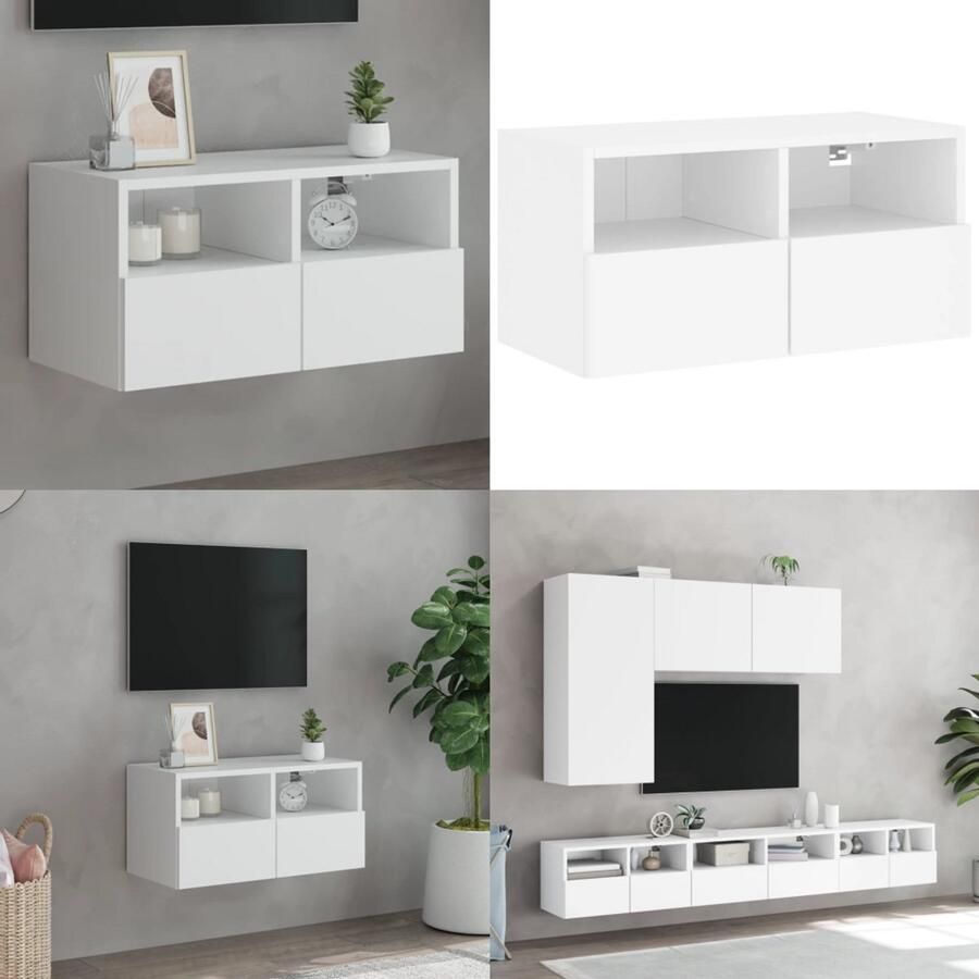 VidaXL Tv-wandmeubel 60x30x30 cm bewerkt hout wit Tv-wandmeubel Tv-wandmeubels Tv-meubel Tv Kast