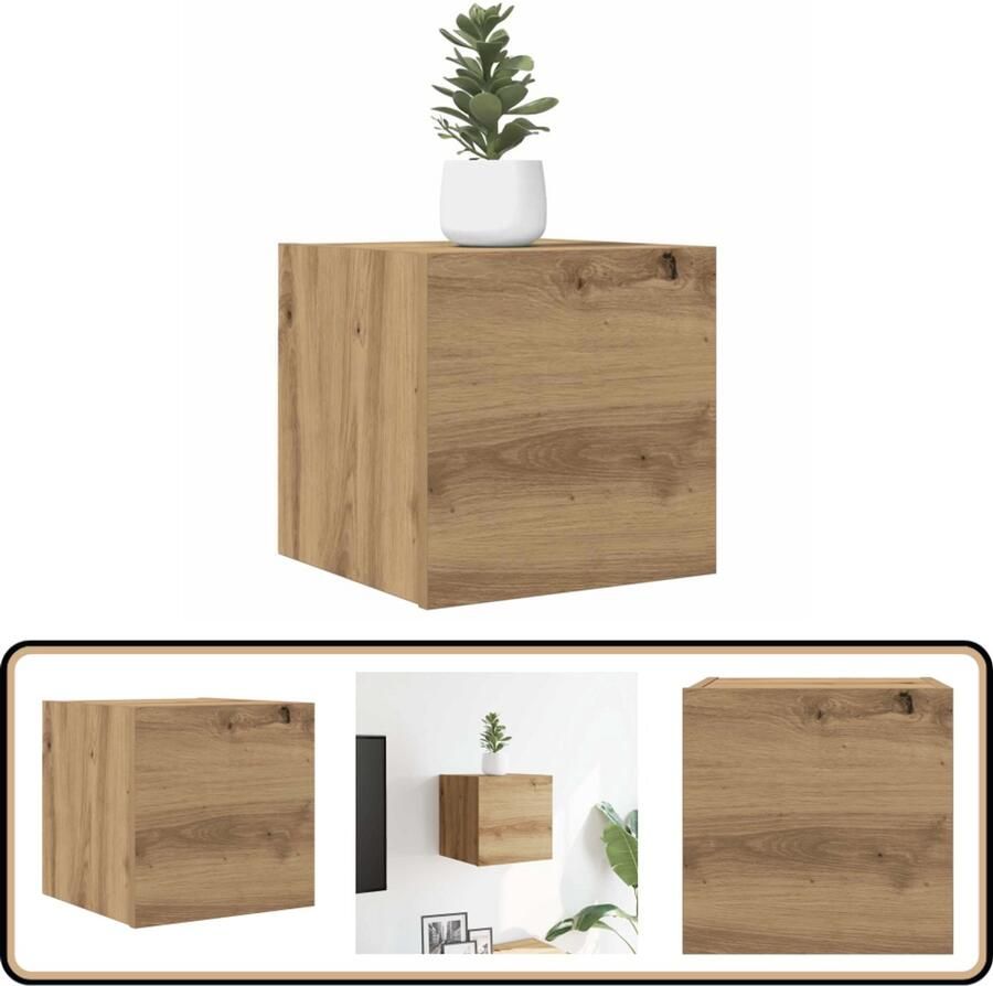 VidaXL Tv-wandmeubel Artisanaal Eiken 30x30x30 cm Tv Wandmeubel Houten Tv Kast Salontafel Televisiemeubel Modern Tv Meubel