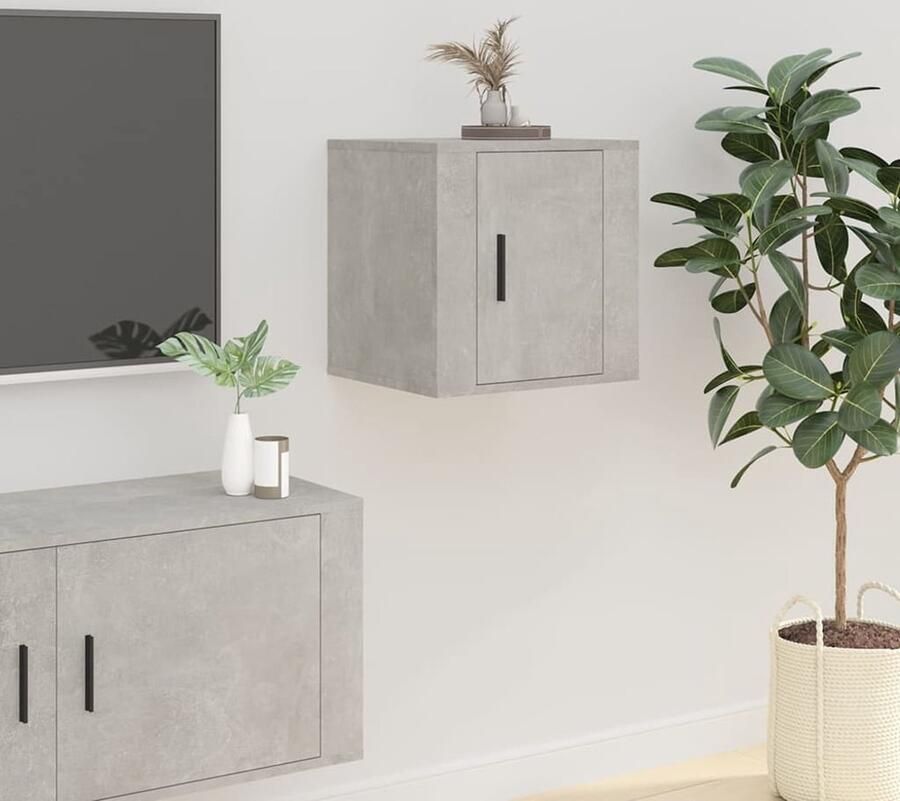 VidaXL Tv-wandmeubel betongrijs 40x34 5x40 cm Televisiesecretaris Tv-tafel Tv-standaard Beton Grijs Meubilair Houten Tv-meubels Wandmontage Tv-meubel - Foto 2