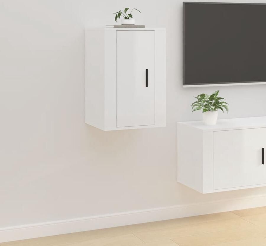 VidaXL Tv-wandmeubel hoogglans wit 40x34 5x60 cm Televisiekast Tv Meubels Wandmontage Houten Tv Stand Wit Tv Meubel Livingroom Furniture Saloninrichting - Foto 2