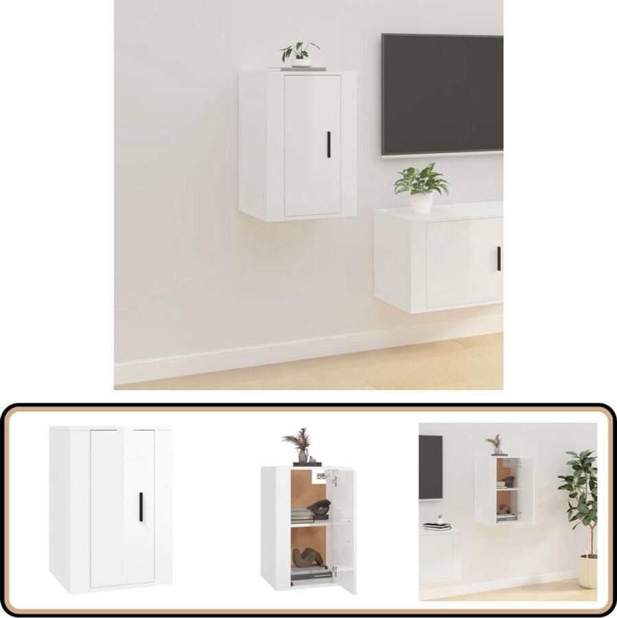 VidaXL Tv-wandmeubel hoogglans wit 40x34 5x60 cm Televisiekast Tv Meubels Wandmontage Houten Tv Stand Wit Tv Meubel Livingroom Furniture Saloninrichting