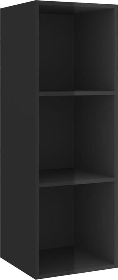 VidaXL Tv-wandmeubel hoogglans zwart 37x37x107 cm TV-meubel Wandmontage Zwart Houten TV-kast Tv Kasten Media Kast